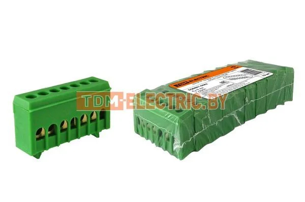 Шина «N» нулевая в изоляторе на DIN-рейку 6×9мм 7 групп TDM SQ0801-0082