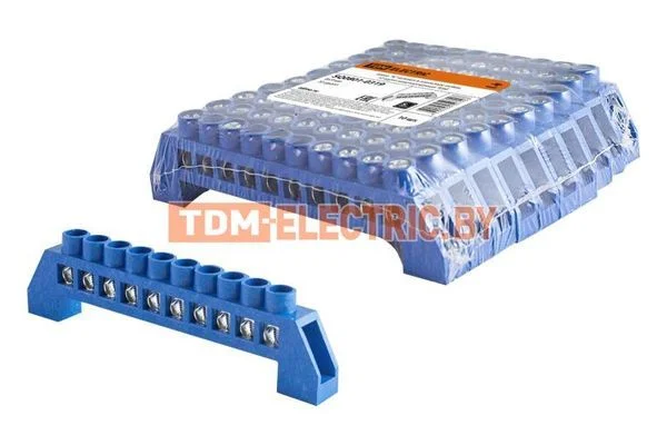 Шина «N» нулевая в изоляторе 6х9мм 10 групп никелированная TDM SQ0801-0319