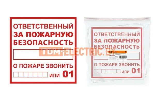 Плакат «Ответственный за пожарную безопасность» 200х200мм TDM SQ0817-0069