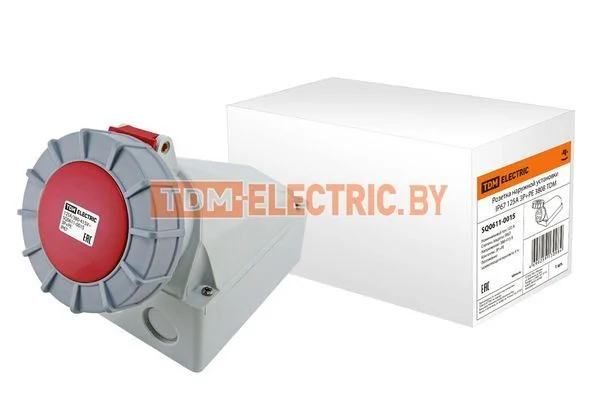 Розетка наружной установки IP67 125А 3Р+РЕ 380В TDM SQ0611-0015