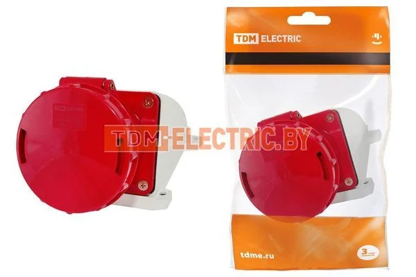 Розетка 134 стационарная 3Р+РЕ 63А 380В IP54 TDM SQ0602-0007
