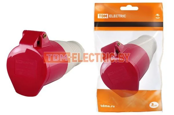 Розетка 215 переносная 3Р+РЕ+N 16А 380В IP44 TDM SQ0603-0012