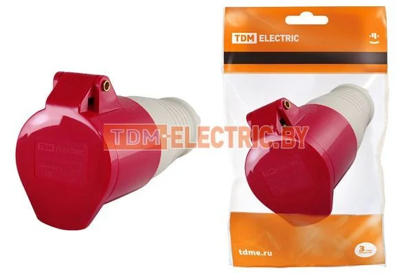 Розетка 224 переносная 3Р+РЕ 32А 380В IP44 TDM SQ0603-0013