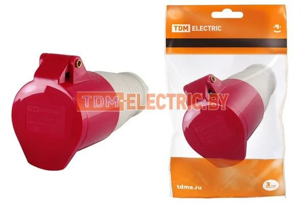 Розетка 225 переносная 3Р+РЕ+N 32А 380В IP44 TDM SQ0603-0014
