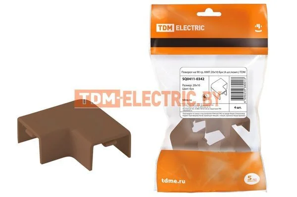 Поворот на 90 гр. КМП 20×10 бук (4 шт./комп.) TDM SQ0411-0342