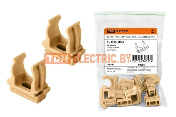 Крепеж-клипса для трубы 25 мм (10шт) «ЭКО» (сосна) TDM SQ0405-0053