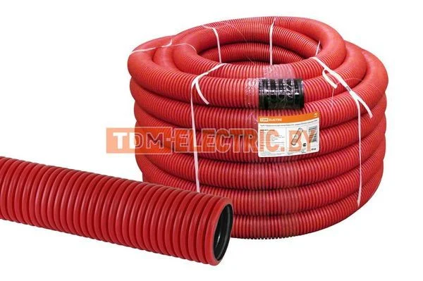 Труба гофрированная двустенная ПНД d 110 с зондом (50 м/уп.) красная TDM SQ0413-5110