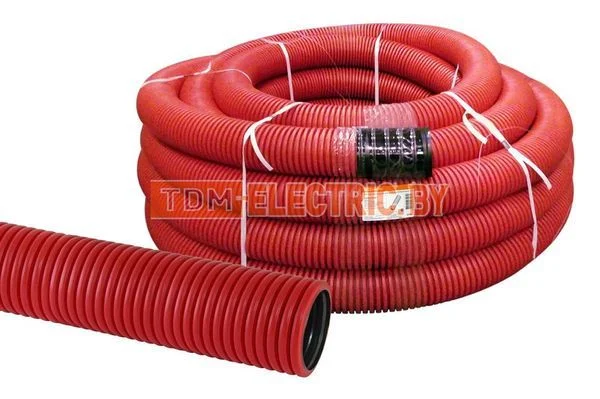 Труба гофрированная двустенная ПНД d 160 с зондом (50 м/уп.) красная TDM SQ0413-5160
