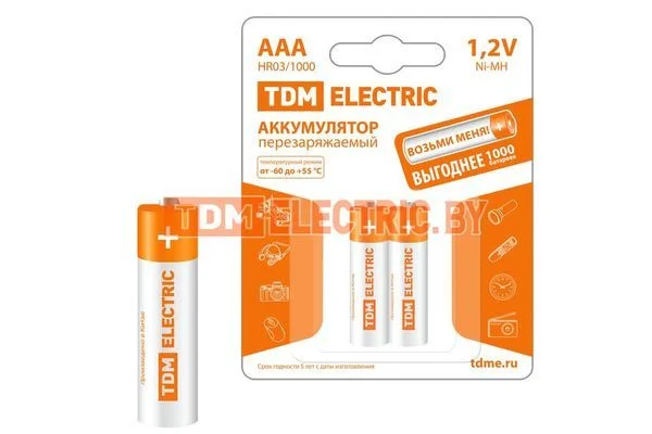 Аккумулятор AAA-1000 mAh Ni-MH BP-2 TDM SQ1702-0075