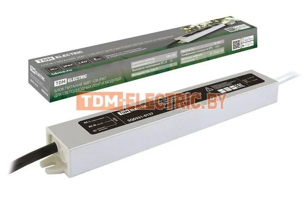 Блок питания 36Вт-12В-IP67 для светодиодных лент и модулей DC 12В, металл TDM SQ0331-0137