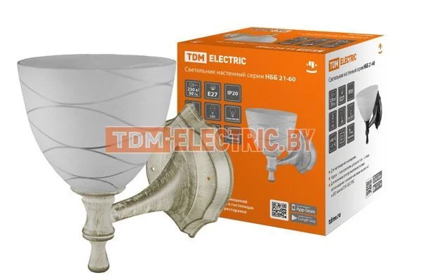 Светильник НББ 21-60-1411 УХЛ4 (белый под золото, плафон конус «линии») TDM SQ0370-0205