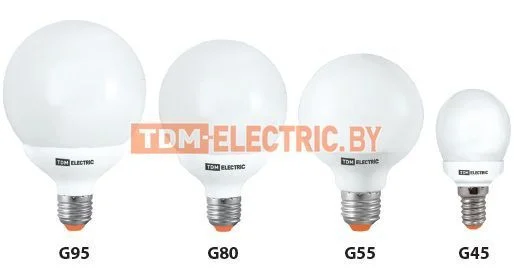 Лампа энергосберегающая КЛЛ-G80-15 Вт-2700 К–Е14 TDM. SQ0323-0163