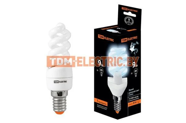 Лампа энергосберегающая КЛЛ-FSТ2-9 Вт-4000 К–Е14 (32х99 мм) TDM SQ0323-0056