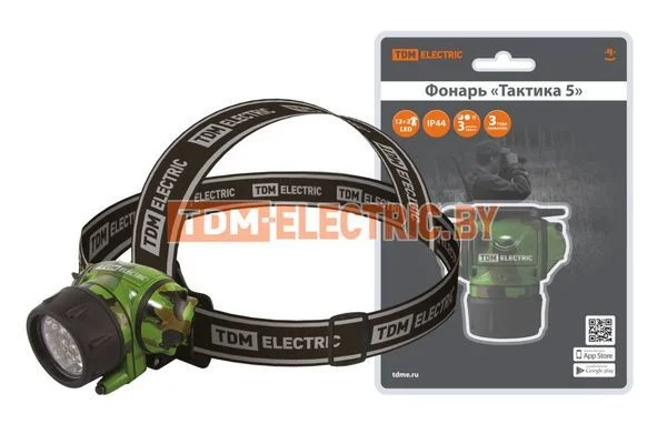 Фонарь»Тактика 5″, налобный 12+2 LED, 94 лм, бат. 3*AАА, TDM SQ0350-0096