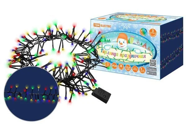 Гирлянда светодиодная «Мишура» 3 м, 320LED, многоцветн., 8 режимов, 250 В, IP20, TDM SQ0361-0092.