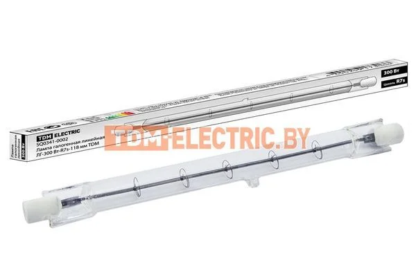 Лампа галогенная линейная ЛГ-300 Вт-R7s-118 мм TDM SQ0341-0002