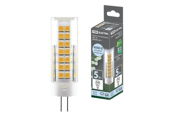 Лампа светодиодная G4-5 Вт-230 В-4000 К, SMD, 16×55 мм TDM SQ0340-0217.