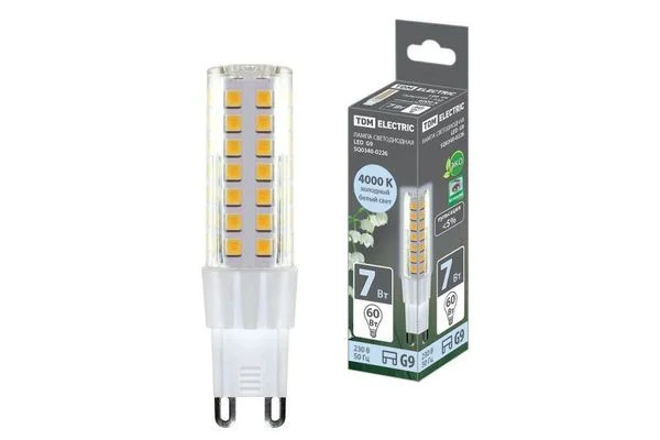 Лампа светодиодная G9-7 Вт-230 В-4000 К, SMD, 17,5×65,5 мм TDM SQ0340-0226.