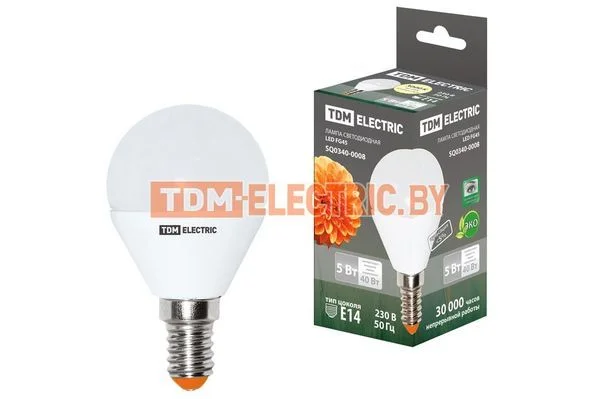 Лампа светодиодная FG45-5 Вт-220 В-3000 К–E14 TDM SQ0340-0008