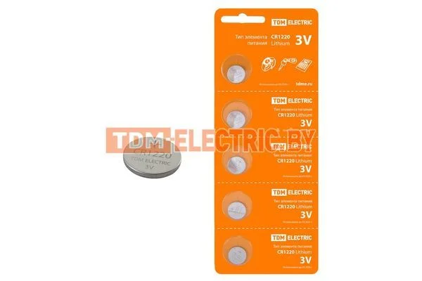 Элемент питания CR1220 Lithium 3V BP-5 TDM SQ1702-0024