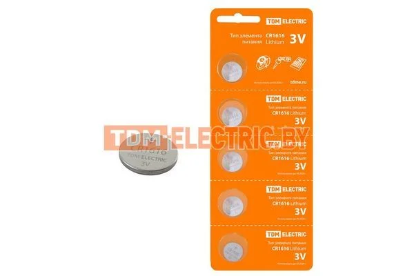 Элемент питания CR1616 Lithium 3V BP-5 TDM SQ1702-0025