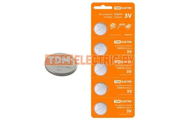 Элемент питания CR2016 Lithium 3V BP-5 TDM SQ1702-0027