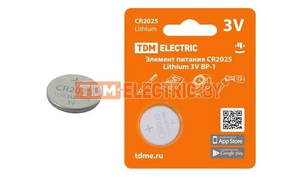 Элемент питания CR2025 Lithium 3V BP-1 TDM SQ1702-0098.