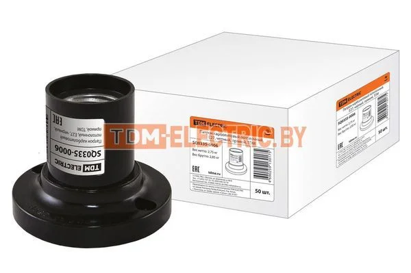 Патрон карболитовый потолочный, Е27, черный, прямой, TDM SQ0335-0006