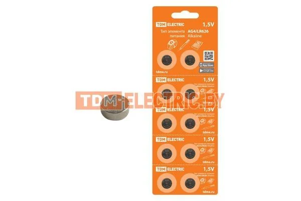 Элемент питания AG4/LR626 Alkaline 1,5V BP-10 TDM SQ1702-0042