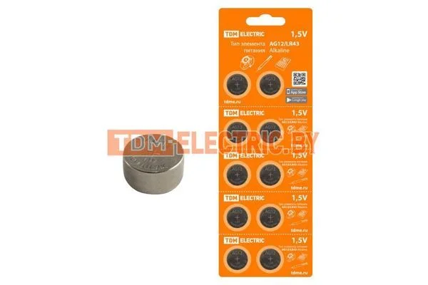Элемент питания AG12/LR43 Alkaline 1,5V BP-10 TDM SQ1702-0046