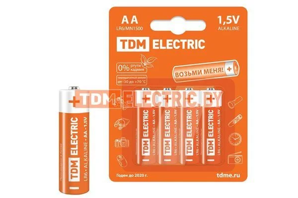 Элементы питания LR6 AA Alkaline 1,5V BP-4 TDM SQ1702-0003