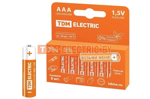 Элемент питания LR03 AAA Alkaline 1,5V PAK-8 TDM SQ1702-0004