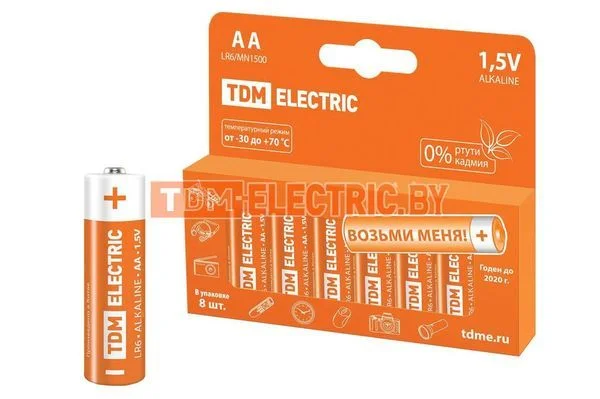 Элемент питания LR6 AA Alkaline 1,5V PAK-8 TDM SQ1702-0009