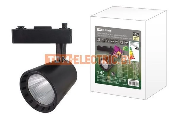 Светильник трековый однофазный LED TRL-01-015-WB 15 Вт, 24°, 3000 К, 80 Ra, черный, TDM SQ0369-0001.