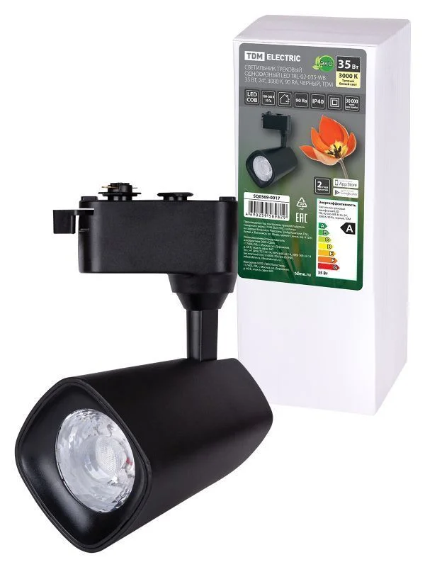 Светильник трековый однофазный LED TRL-02-035-WB 35 Вт, 24°, 3000 К, 90 Ra, черный, TDM SQ0369-0017.