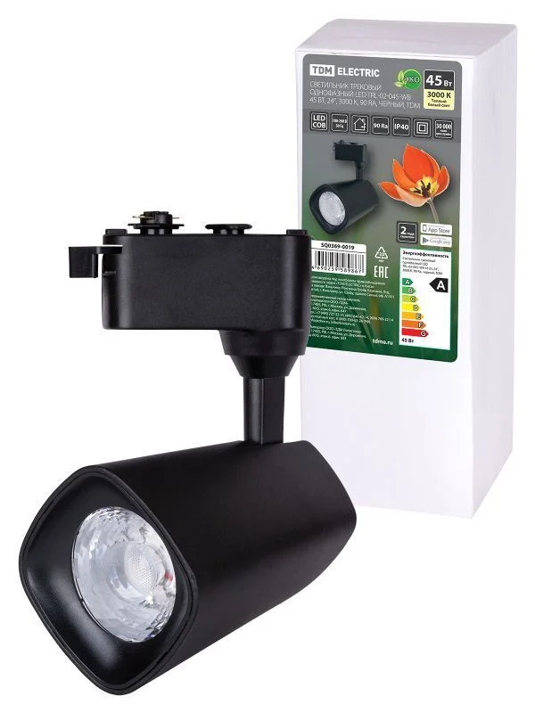 Светильник трековый однофазный LED TRL-02-045-WB 45 Вт, 24°, 3000 К, 90 Ra, черный, TDM SQ0369-0019.