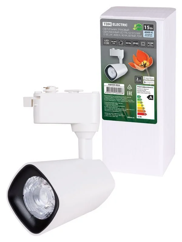 Светильник трековый однофазный LED TRL-02-015-NW 15 Вт, 24°, 4000 К, 90 Ra, белый, TDM SQ0369-0022.