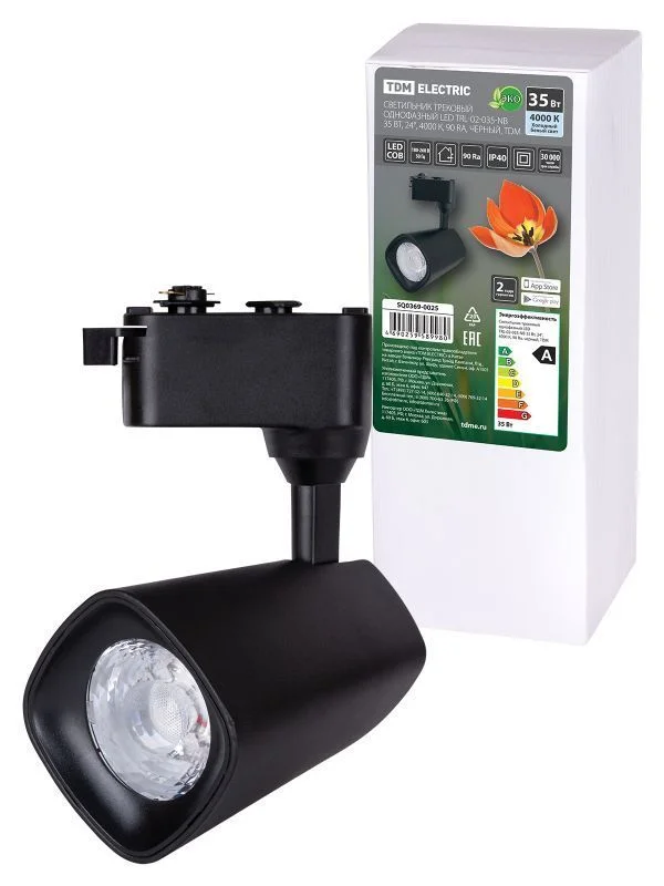 Светильник трековый однофазный LED TRL-02-035-NB 35 Вт, 24°, 4000 К, 90 Ra, черный, TDM SQ0369-0025.