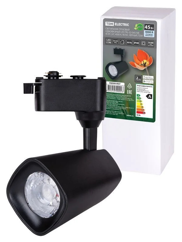 Светильник трековый однофазный LED TRL-02-045-NB 45 Вт, 24°, 4000 К, 90 Ra, черный, TDM SQ0369-0027.