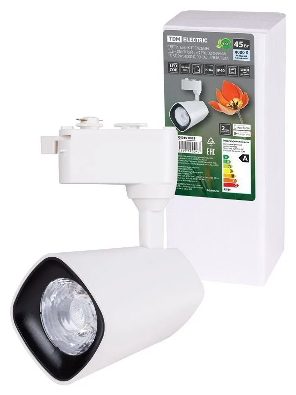 Светильник трековый однофазный LED TRL-02-045-NW 45 Вт, 24°, 4000 К, 90 Ra, белый, TDM SQ0369-0028.