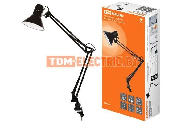 Светильник струбцина 220В, 40Вт, E27 черный TDM SQ0337-0028