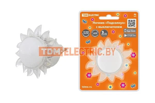 Ночник «Подсолнух» с выключателем, 0,4 Вт, 220 В TDM SQ0357-0031