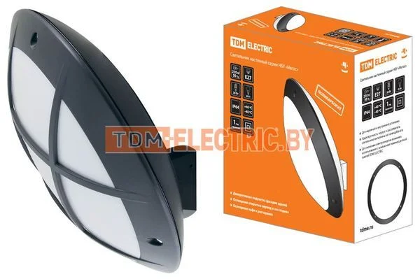 Светильник НБУ 05-60-008 «Мегас 2» черный с решеткой IP64 TDM SQ0328-0308