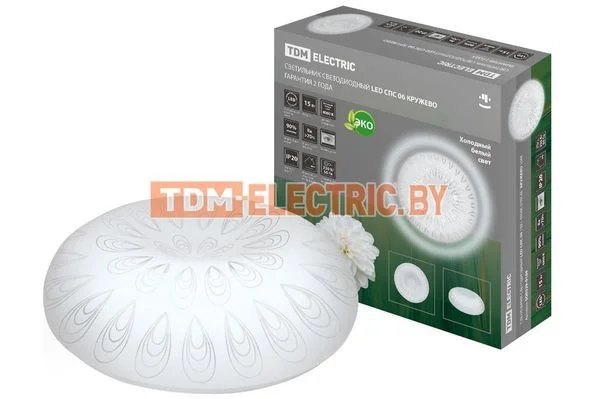 Светильник светодиодный LED СПС 06 15Вт 4000К D30см, Кружево TDM SQ0329-0188