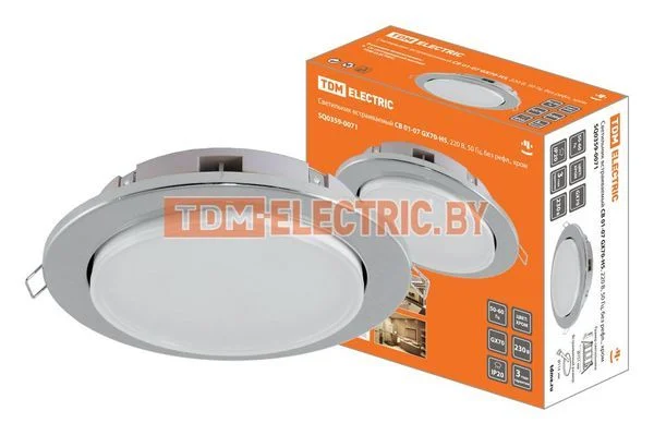 Светильник встраиваемый СВ 01-07 GX70-H5, 220 В, 50 Гц, без рефл., хром, TDM SQ0359-0071