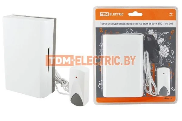 Звонок проводной в эл.сеть ЗПС-11/1-ЭМ (эл.мех, кнопка IP30, AC 230V) TDM SQ1901-0017